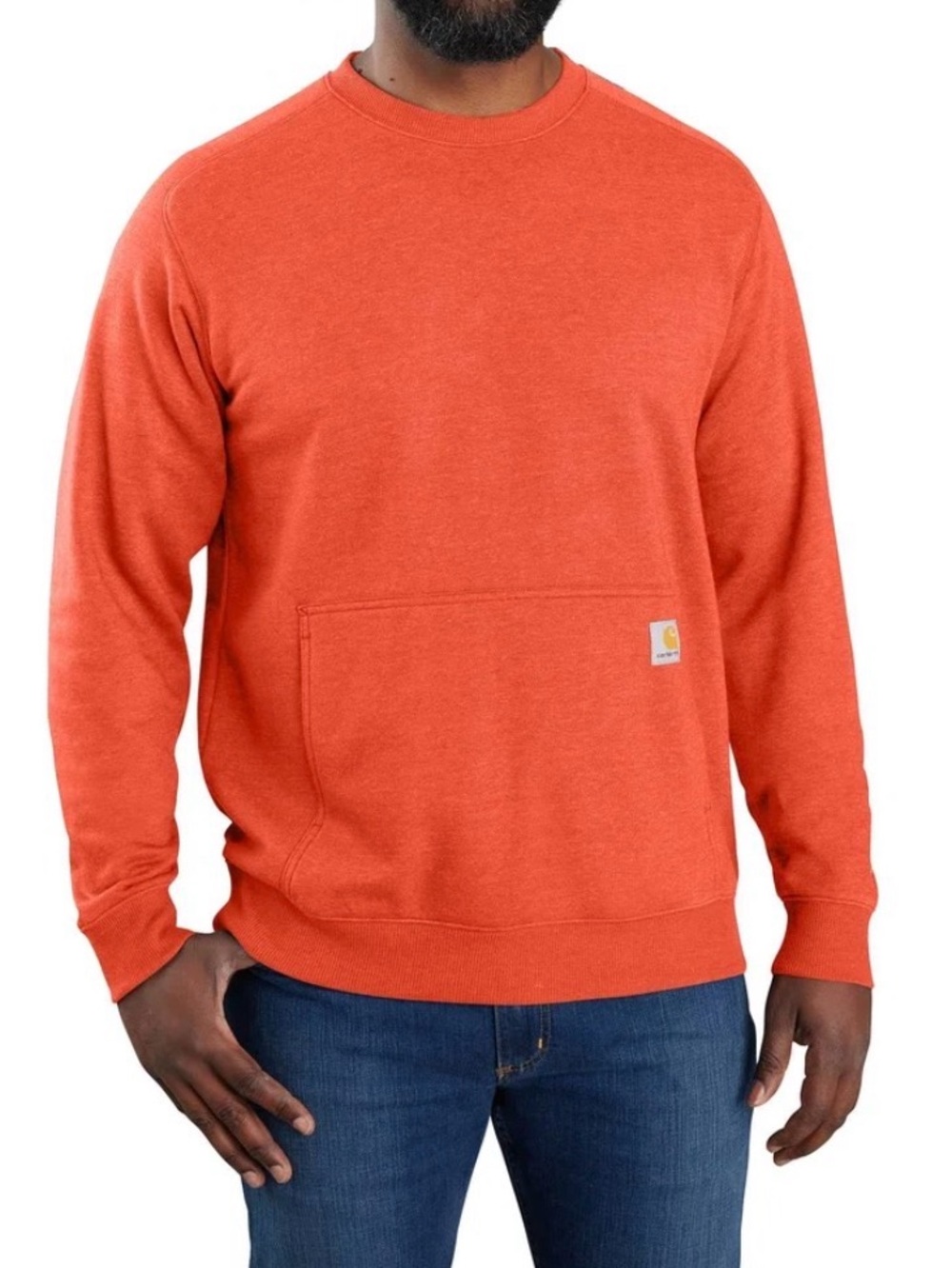 Carhartt Force Men’s Orange Pullover Crewneck Lightweight Sweatshirt
